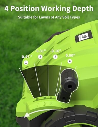 2-in-1 Electric Dethatcher Scarifier, Lawn Dethatcher with Collection Bag, 4-Position Depth Adjustment,13-Inch Working Width, Foldable Handle Design for Easy Carrying and Storage,Thatcher for Lawn - Image 7