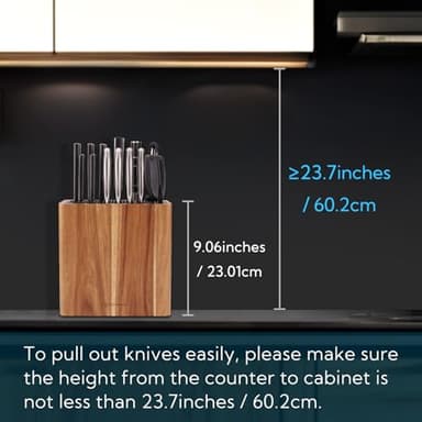 KITCHENDAO XL Acacia Wood Universal Knife Block with Slots for Scissors and Sharpening Rod, Safe, Space Saver Knives Storage Stand Display without Knives, Unique Slot Design to Protect Blade - Image 2