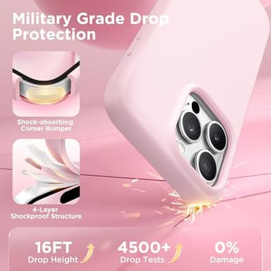 GolbinBox Magnetic for iPhone 16 Pro Max Case, Compatible with MagSafe, Screen Protector + Camera Lens Protector, Liquid Silicone Shockproof Protective Phone Case for iPhone 16 Pro Max, Chalk Pink - Image 5