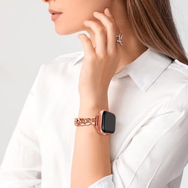 Newlibery Slim Rose Gold Band Women Feminine Elegant Compatible with Apple Watch 42(S3/2/1)/44/45/46/49mm Adjustable Metal Strap Dressy Chain Bracelet for iWatch Series 11/10/9/8/7/6/5/4/SE/Ultra3/2/1 - Image 4