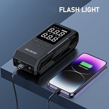 NUSTE Tire Inflator Portable Air Compressor, Air Pump for Car Tires with Digital Pressure Gauge, 150PSI Rechargeable Battery, LED Light, Cordless Bike Tire Pump for Car, Motorcycle, Bicycle - Image 7