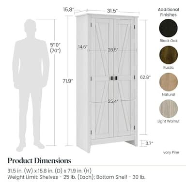 SystemBuild Evolution Farmington 31.5" Wide Storage Cabinet - Rustic Gray - Image 3