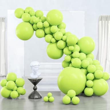PartyWoo Lime Green Balloons 100 pcs Different Sizes of 36 18 12 10 5 Inch Neon Yellowish Light Green Latex Balloon Arch Kit Garland for Graduation Halloween Summer Birthday Party Decorations Green-Y6 - Image 1