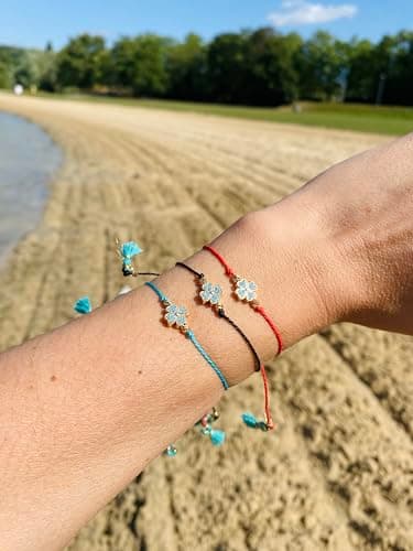 Lucky Charm String Bracelet - Adjustable Black String and Clover Charm Bracelet - Friendship, Protection, and Good Luck Jewelry (Black, Clover) Wish Bracelet for someone special - Image 5