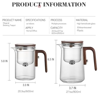 Enchanti Tea Pot - 800ml/27.1oz Witchcraft Magic Glass Teapot, Magnetic Water Separation Design, Borosilicate Infuser Pot with Strainer for Loose Leaf & Herbal Teas, Ideal for Tea Maker - Image 5