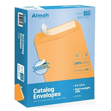 Aimoh 9 X 12 Self-Seal Brown Kraft Catalog Mailing Envelopes - 28lb - 100 Count, 9x12 Inch (38300) - Image 1