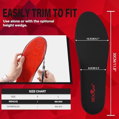 ERGOfoot Height Increase Insoles for Men, 4 Layers Adjustable Shoe Lifts Up to 3.54 Inches, Comfortable Height Boosting Insoles, Relieve Foot Pressure, Make You Taller All Day - Image 5