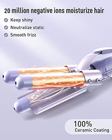 Waver Curling Iron Wand - BESTOPE PRO 5 in 1 Curling Wand Set with 3 Barrel Hair Crimper for Women, Fast Heating Crimper Wand Curler in All Hair Type, Women Gifts - Purple - Image 4