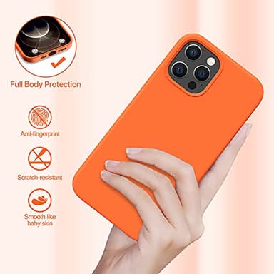 Miracase Compatible with iPhone 12 Pro Max Case, [Soft Anti-Scratch Microfiber Lining], Liquid Silicone Case Gel Rubber Shockproof Drop Protection Phone Case for 12 Pro Max, Orange - Image 3