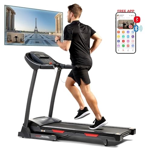 Sunny Health & Fitness Premium Folding Incline Treadmill with Pulse Sensors, One-Touch Speed Buttons, Shock Absorption, Optional Bluetooth with Exclusive SunnyFit App - Image 1
