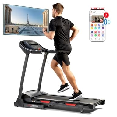 Sunny Health & Fitness Premium Folding Incline Treadmill with Pulse Sensors, One-Touch Speed Buttons, Shock Absorption, Optional Bluetooth with Exclusive SunnyFit App - Image 1