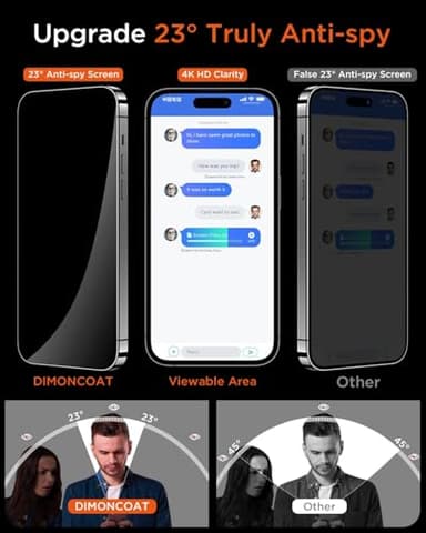 DIMONCOAT 4-PACK TOP 9H+ Glass for iPhone 14 Pro Privacy Screen Protector [Auto Alignment Kit] [10X Military Protection] UNBREAK Tempered Glass Film for iPhone 14 Pro 6.1 inch [Case Friendly] - Image 3