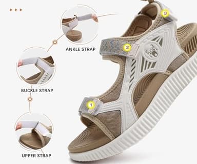 KuaiLu Womens Orthopedic Walking Sandals Comfortable Plantar Fasciitis Arch Support Summer Outdoor Travel Outfits Platform Cushion Shoes Athletic Sport Recovery Adjustable Strap Slides Beige Size 8.5 - Image 5