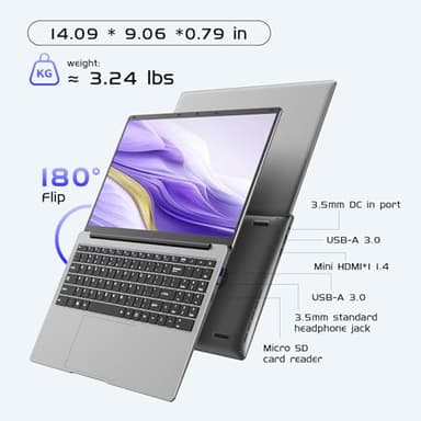 HYPERSTRIX 15.6" Laptop Computer, Window 11 Pro Laptops with 8GB RAM 256GB SSD, Celeron N4000 Processor(up to 2.6GHz) 100% sRGB Screen, Notebook,MS Office丨Dual Band WiFi丨BT 4.2丨HDMI - Image 5