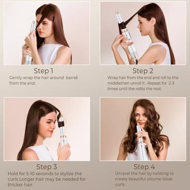 Hair Dryer Brush 5 in 1, Negative Ion Blow Dryer Brush Set Upgrade Hot Air Brush As A Gift for Straight/Curl/Drying/Smoothing Air Styler Curling Wrap Air Curler, Curling Iron Hair Styling Tools - Image 7
