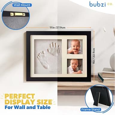 Baby Footprint and Hand Print Kit - Keepsake Frame, Nursery Picture Frames, New Mom Gifts, Newborn Essentials, Baby Shower Gifts (Jet Black) - Image 4
