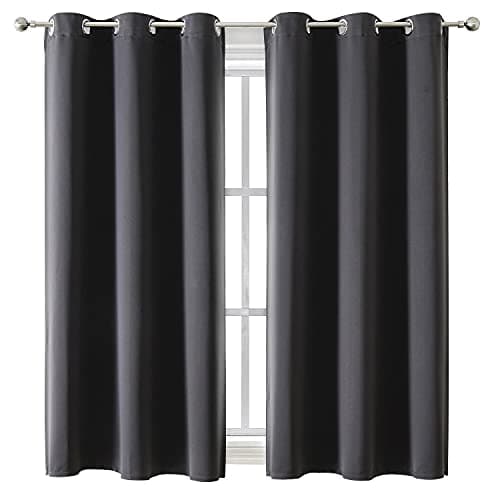 ChrisDowa Grommet Blackout Curtains for Bedroom and Living Room - 2 Panels Set Thermal Insulated Room Darkening Curtains (Dark Grey, 42 x 63 Inch) - Image 1