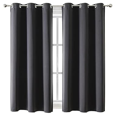 ChrisDowa Grommet Blackout Curtains for Bedroom and Living Room - 2 Panels Set Thermal Insulated Room Darkening Curtains (Dark Grey, 42 x 63 Inch) - Image 1