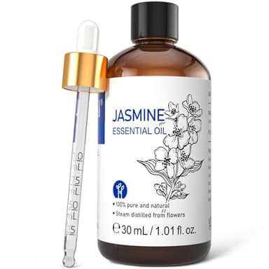 HIQILI 1 Fl Oz Jasmine Essential Oil, 100% Pure Natural for Diffuser, Hair, Skin, Perfume Making - 30ml - Image 1