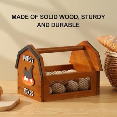 Egg Basket for Gathering Fresh Eggs, Farmhouse Egg Collecting Basket, Wood Chicken Egg Basket, Egg Basket Countertop. （Brown Medium） ZSHLXM - Image 3