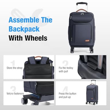 Lekebobor Travel Rolling Backpack, 18 inch Waterproof Bag with 360° Wheels for 15.6" Laptop, Convertible Airline Approved Travel Back Pack for Men & Women, Business, Commuter - Image 8