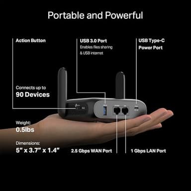 TP-Link BE3600 Wi-Fi 7 Portable Travel Router TL-WR3602BE | Dual-Band, 2.5 Gig Port, USB 3.0 | Multi-Modes in One | OpenVPN, WireGuard® | Public WiFi Sharing for Hotel/Cruise/RV/Plane | No 6 GHz - Image 10