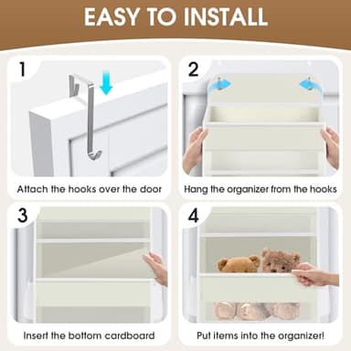 SpaceHacks 1 Pack Over The Door Organizer, Hanging Storage Organizer with Clear Window, 40lb Ultra Sturdy Large Capacity Room Organizer for Pantry Bathroom Nursery Closet Baby Essential (Beige) - Image 3