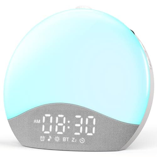 ecozy Sunrise Alarm Clock, White Noise Sound Machine, Upgraded Backlit Buttons for Bedrooms, 26 Soothing Sounds, 17 Night Lights, Bluetooth Speaker, Wake Up Sunlight for Heavy Sleepers, Adults, Kids - Image 1