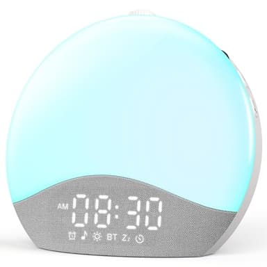 ecozy Sunrise Alarm Clock, White Noise Sound Machine, Upgraded Backlit Buttons for Bedrooms, 26 Soothing Sounds, 17 Night Lights, Bluetooth Speaker, Wake Up Sunlight for Heavy Sleepers, Adults, Kids - Image 1