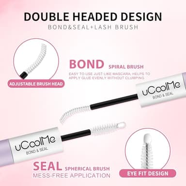 UCOOLME Lash Bond and Seal Waterproof for Eyelash Extensions Lash Cluster Glue 150Hours Long-Lasting,Non-Irritating, 2-in-1 lash Glue for Eyelash Clusters DIY Lash Extensions at Home(Clear Bond,10ML) - Image 4