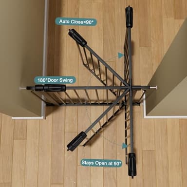 COSEND Extra Wide Baby Gate Tension Indoor Safety Gates Black Metal Large Pressure Mounted Pet Gate Walk Through Long Safety Dog Gate for The House Doorways Stairs (71.65"-76.38"/182-194CM, Black) - Image 5