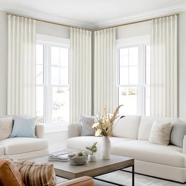 SHINELAND Pinch Pleated Linen Curtains 96 Inch Long 2 Panel Set for Living Room,Sheer Light Filtering Cream Cortinas Elegantes para Sala Modernas 2025 Floor to Ceiling Length Curtains - Image 8