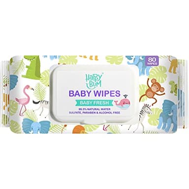 HAPPY BUM Sensitive Water Baby Diaper Wipes, Baby Wipes, Unscented, 4 Flip-top packs (320 Wipes Total) - Image 5