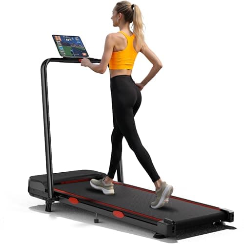 4.0/7.6MPH Walking Pad Treadmill with Folding Slope, Larger Screen Display Under Desk Treadmill 300 lb Capacity, Portable Treadmills for Small Spaces, Home - Image 1