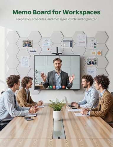 Large Bulletin Board 12" x 10", 12 Pack White Cork Boards for Walls, Self-Adhesive Hexagon Felt Pushpins Wall Tiles, Display for Messages, DIY Notice, Photo Decorations, Classroom, Office, Bedroom - Image 4