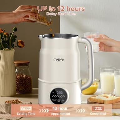 Czlife N7 Nut Milk Maker, 50oz (1.5L) Automatic Soy Milk Maker Machine for Homemade Oat Milk, Nutmilk, Juice, Milkshake, Baby Food, Grains, Almonds Milk Maker with Delay Start/Keep Warm/Clean - Image 6