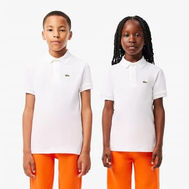Lacoste Unisex-Child Short Sleeve Classic Pique Polo, White, 10 - Image 4