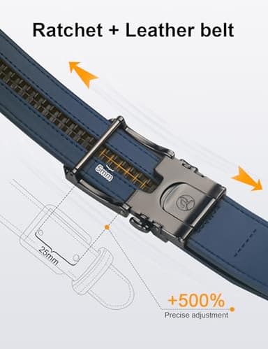 JUKMO 1.5" (38mm) Leather Ratchet Belt for Men in Gift Box (Blue, Medium) - Image 3
