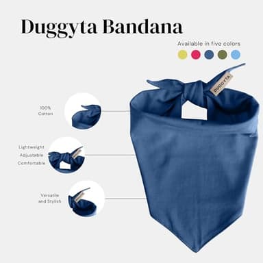 Duggyta Premium Solid Navy Dog Bandana, Luxury Soft Cotton Adjustable Triangle Scarf for Medium Dogs, Comfortable, Stylish, and Customizable for All Seasons, Dog Accessories - Image 3