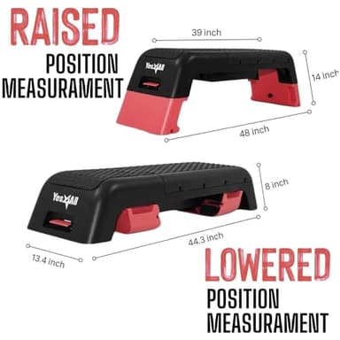 Yes4All Multifunctional Fitness Aerobic Step Platform/Aerobic Deck, Household Step Workout Bench for Home Gym (Red/Black) - Image 4