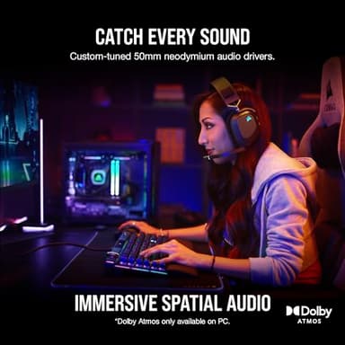 CORSAIR HS80 RGB WIRELESS Multiplatform Gaming Headset - Dolby Atmos - Lightweight Comfort Design - Broadcast Quality Microphone - iCUE Compatible - PC, Mac, PS5, PS4 - Black - Image 3