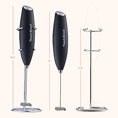 Powerful Handheld Milk Frother, Mini Milk Frother Wand, Battery Operated Stainless Steel Drink Mixer - Frother Stand for Milk Coffee, Lattes, Cappuccino, Frappe, Matcha, Hot Chocolate. Gift - Image 8