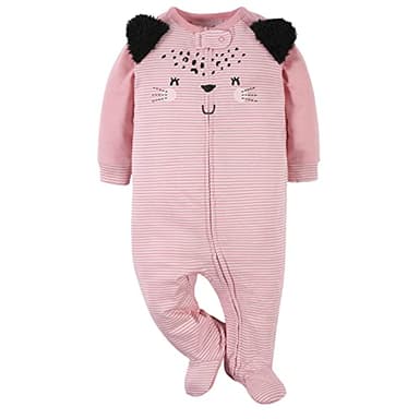 Gerber Baby Girls 4 Pack Sleep 'N Play Footie Leopard Pink 0-3 Months - Image 2