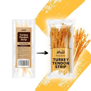iPaw Turkey Tendons for Dogs, 100% Turkey and US Sourced Raw Material, Hypoallergenic, All Natural Human Grade Puppy Chew, Rawhide Alternative Dog Treats, 1 Unit/Pack Strip (Large) - Image 2
