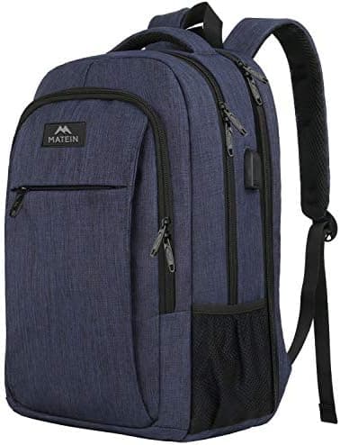 MATEIN Large College Backpack, Sturdy Computer Backpack with USB Charging Port Fits 17 inch Notebook, Carryon Luggage Travel Laptop Bag for Business Men and Women Christmas New Year Gift, Blue - Image 3