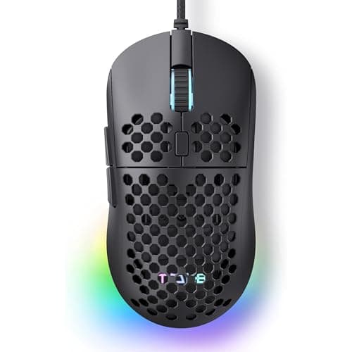 TMKB Falcon M1SE Ultralight Honeycomb Gaming Mouse, High-Precision 12800DPI Optical Sensor, 6 Programmable Buttons, Customizable RGB, Drag-Free Paracord, Ergonomic Wired Gaming Mouse - Matte Black - Image 1
