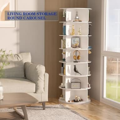 Cushore 7 Tier Rotating Shoe Rack Tower, Free Standing 360° Shoe organizer Lazy Susan, Bag Display Rack Storage Round Carousel, Neat and Elegant Shoe Storage Solution - Image 6