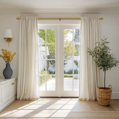 Warm Gold Curtain Rods for Windows 72 to 144 Inches Adjustable Length Heavy Duty 1" Diameter Brass Window Curtain Rod with Solid Metal Finials for Outdoor Farmhouse Bedroom Kitchen Living Room - Image 3