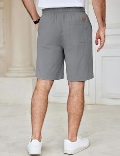 COOFANDY Men's Drawstring Shorts Stretch Waistband Casual Walking Shorts with Pockets Grey - Image 2
