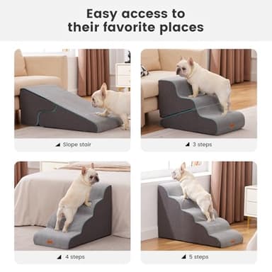 Gardner Pet Dog Stairs for Small Dogs 16.5" H, 2 in 1 Transformable 3-Step Pet Stairs and ramp, Dog Steps for Couch (13-20 in) with Durable Non-Slip Waterproof Cover and CertiPUR-US Certified Foam - Image 6